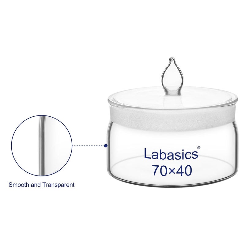 Labasics Borosilicate Glass Weighing Bottle, 70 mm Diameter, 40 mm Height, with Ground Glass Stopper, Wide Mouth for Laboratory - Image 2